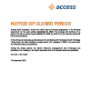 ACCESS.BW | Notice of closed period