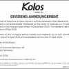 KLOS | Declaration of dividend