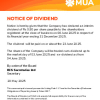 MUA | Declaration of Dividend
