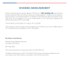 RHT | Declaration of Dividend