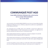 DARI | Communiqué de presse post AGO