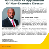 CAL | NOTIFICATION OF APPOINTMENT OF NON-EXECUTIVE DIRECTOR