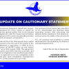 PCL | Update on cautionary statement